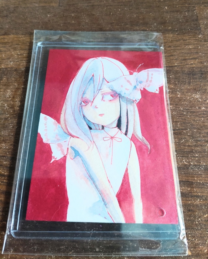『アルビノシリーズ』青赤②ATC オリジナル 手描き イラスト