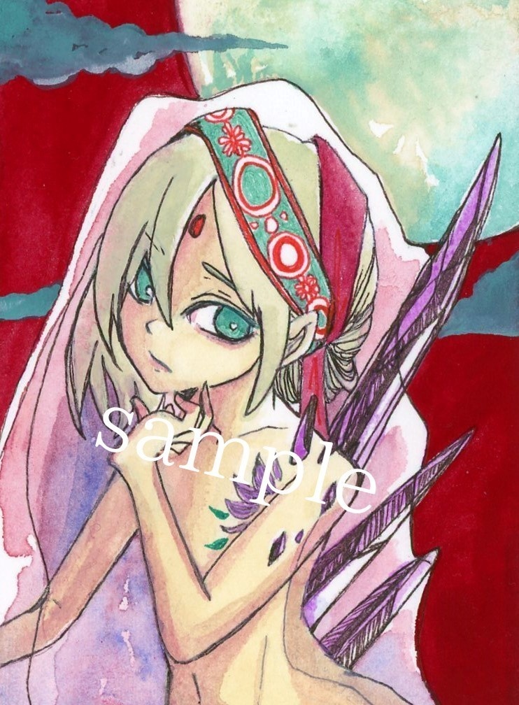 『骨、羽、石、花』①~⑤ ATC オリジナル 手描き イラスト