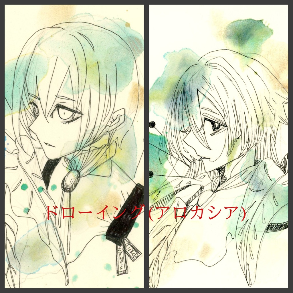 ドローイング『アロカシア』①/② オリジナル 手描き イラスト