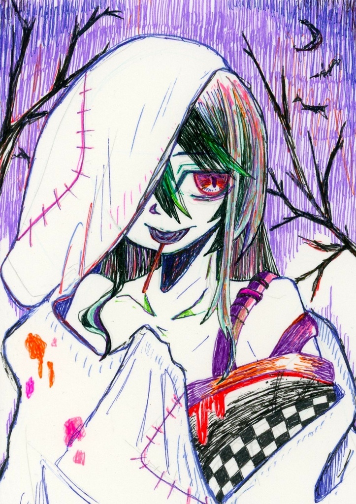 カラードローイング『ハロウィン』①~③ オリジナル 手描き イラスト