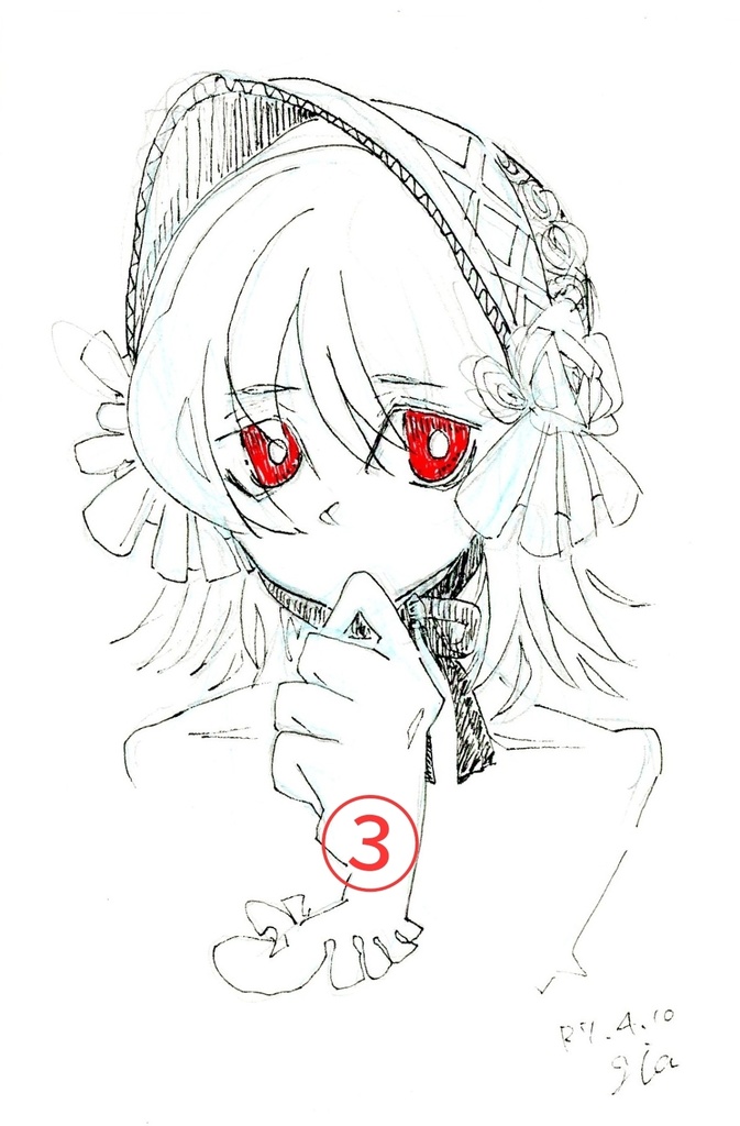 ドローイング『ボンネット子シリーズ』②~④ オリジナル 手描き イラスト