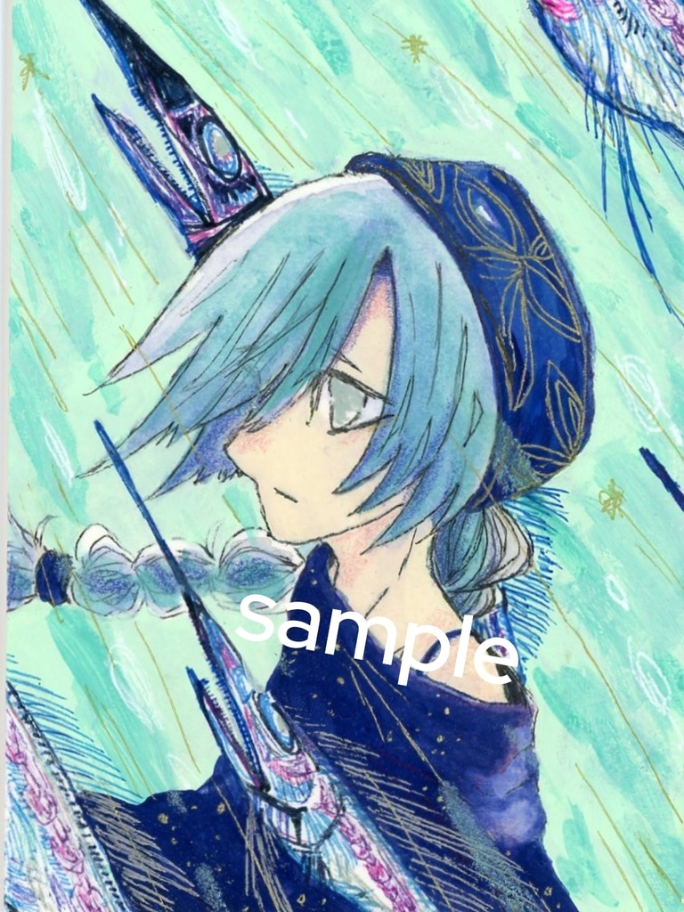 『青と朝顔』①~④ ATC オリジナル 手描き イラスト