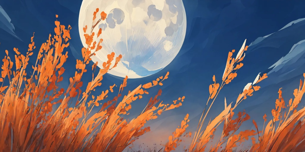 群青にほどける ー 夕方の月のイラスト集