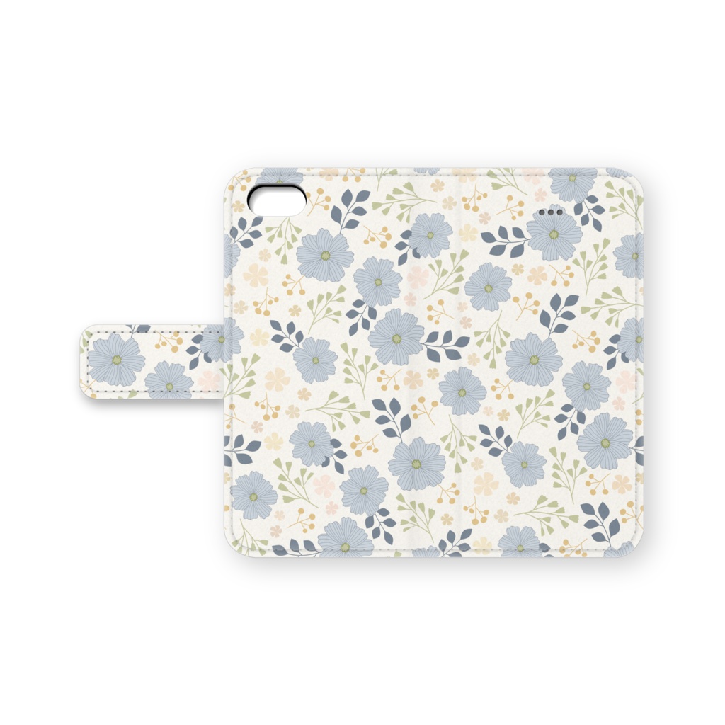 手帳型 iPhoneケース Blue Flower