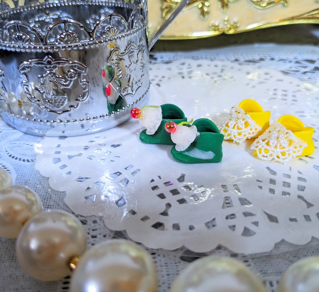 10cmぬい靴 クリームソーダなお靴 華やかなお靴 セット ヘッドドレス付き