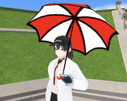 Red and white umbrella