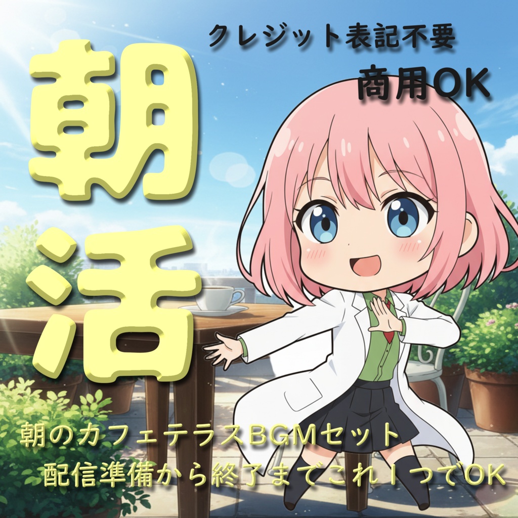 朝活用BGM８曲セット　配信準備から終わりまでこれ１つで全部揃う！