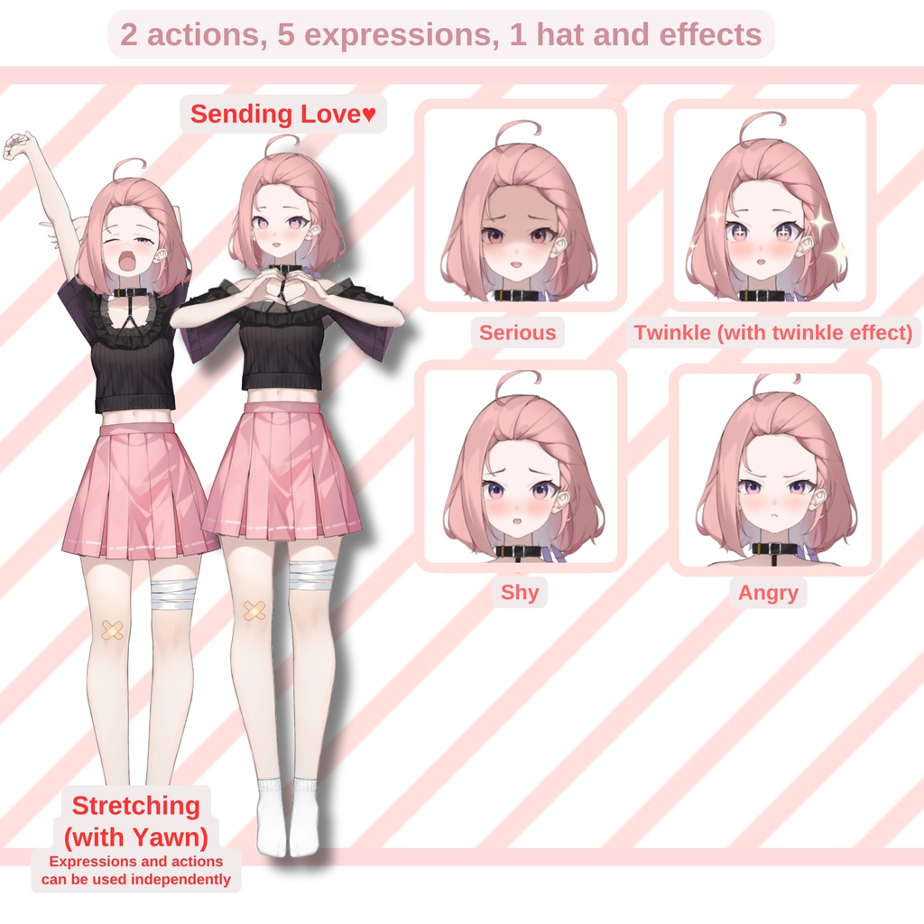 【限定1点 only 1】 Live2D Vtuber - Adorable girl (included expression, action, item)