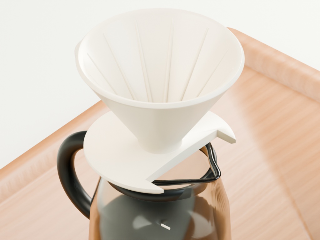 淡い緑とオークのコーヒーツール|3D小物6点セット
