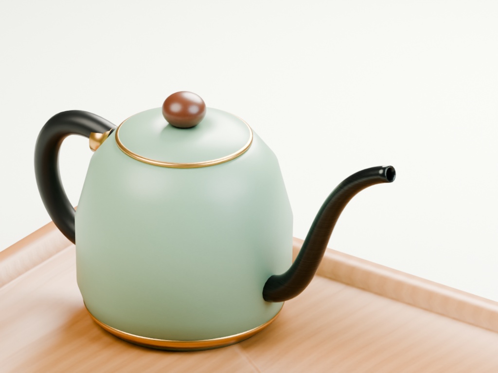 淡い緑とオークのコーヒーツール|3D小物6点セット