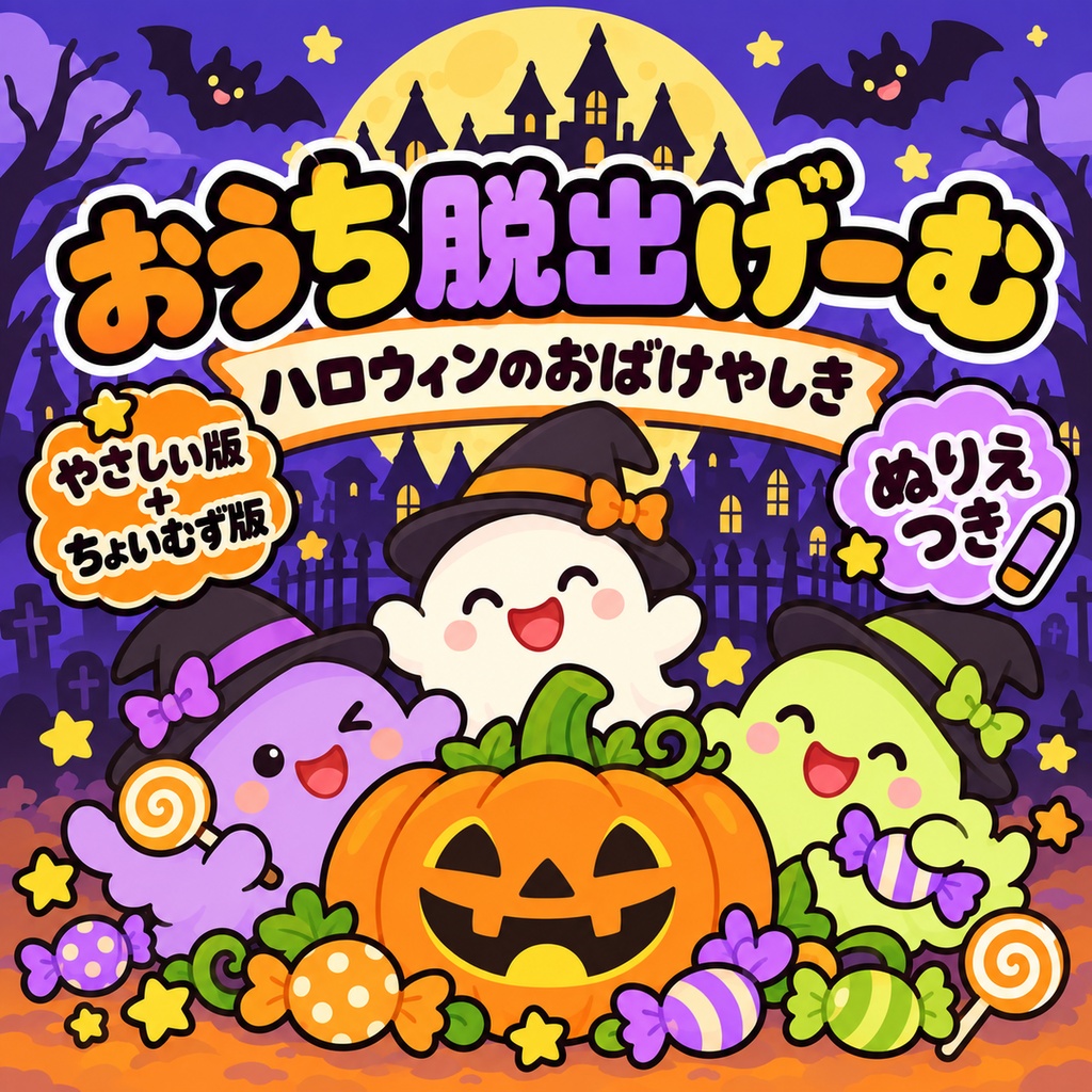 おうち脱出げーむ〜ハロウィンのおばけやしき〜(印刷して遊べる・子ども向け謎解き宝さがしキット)