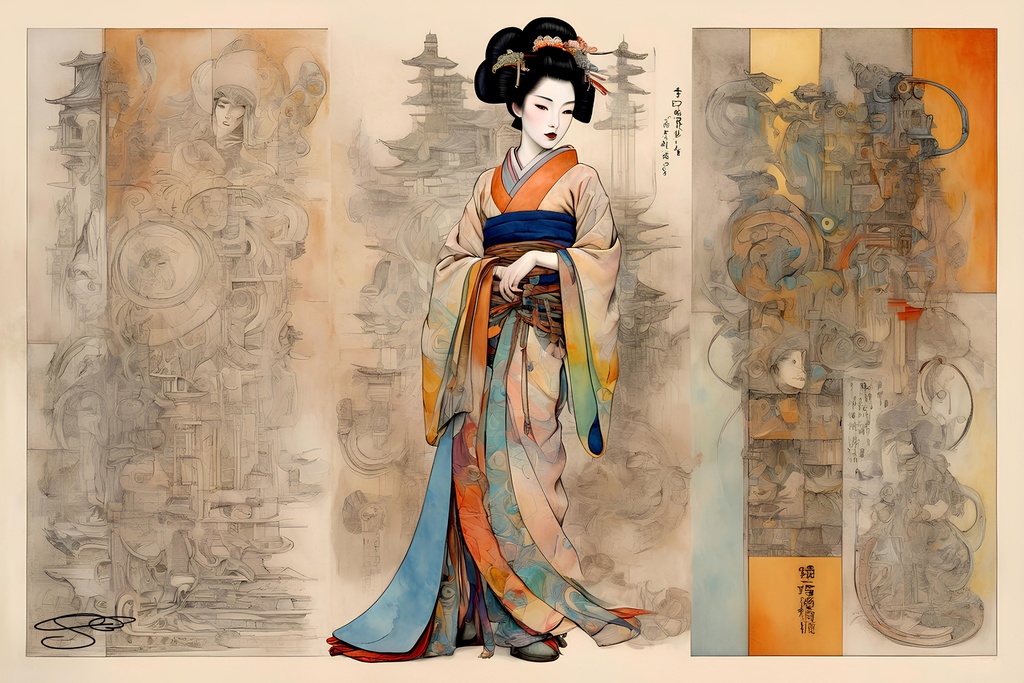 Japanese Woman, Limited Edition Digital Art, Signed by Kay Uwe Rott