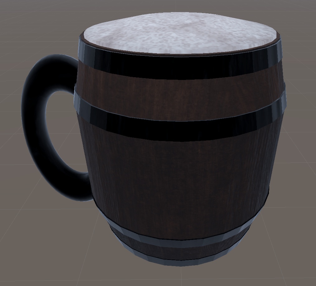 ビールジョッキと樽テーブル