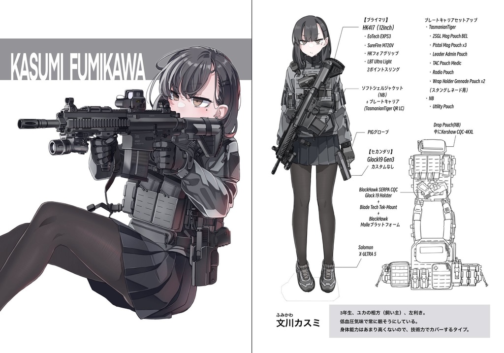 ARMED GIRL'S WEAPONS,TOOLS AND EQUIPMENT