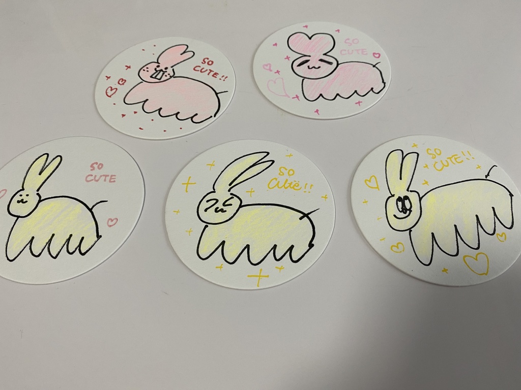 うさぎ系未確認生物紙コースター　５枚set