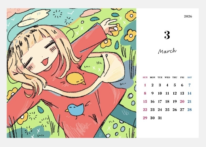 【受注】2026年monacaカレンダー