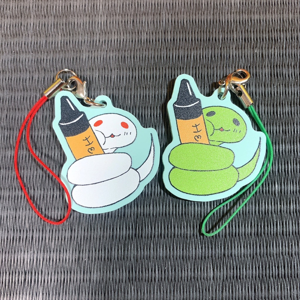 おえかきおへびのアクリルキーホルダー【緑：にょろきち】