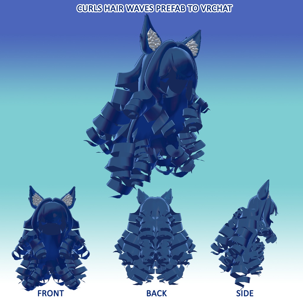 Curls hair Waves prefab for VRCHAT