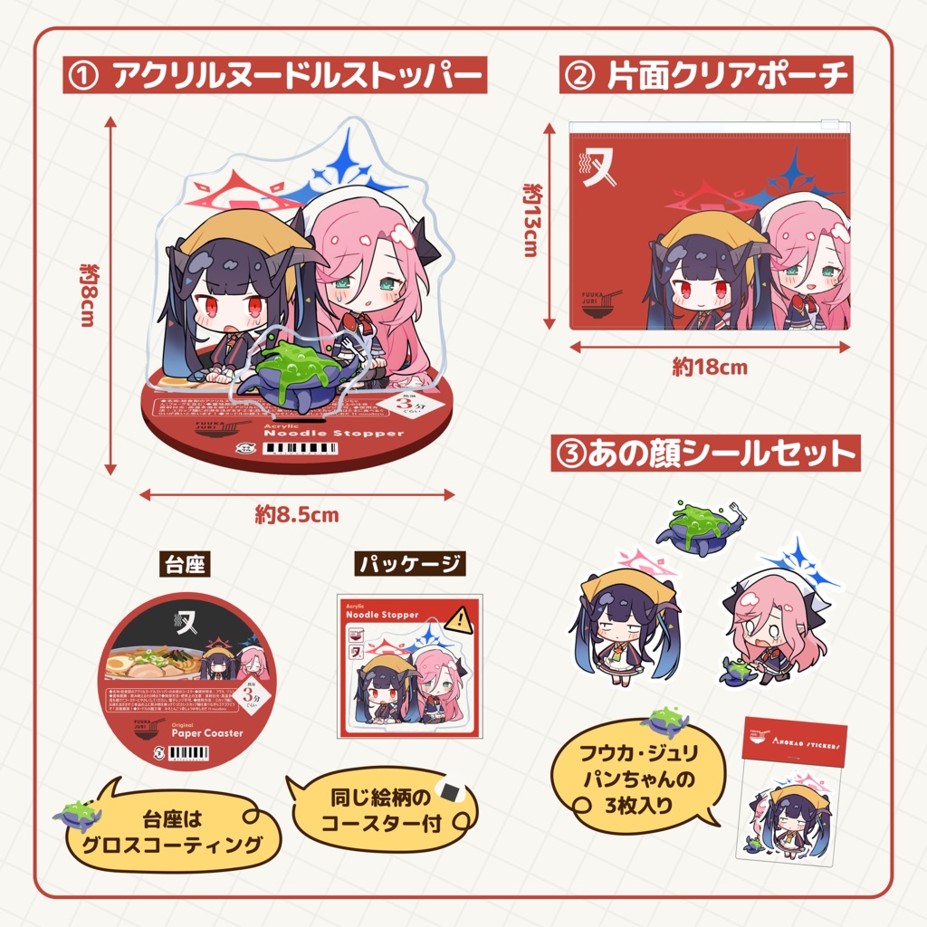 給食部 アクリルヌードルストッパーセット