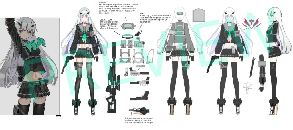 【商用利用可】サイバーパンク アンドロイド 設定資料集 / Sci-Fi Android Character Reference Sheet Pack