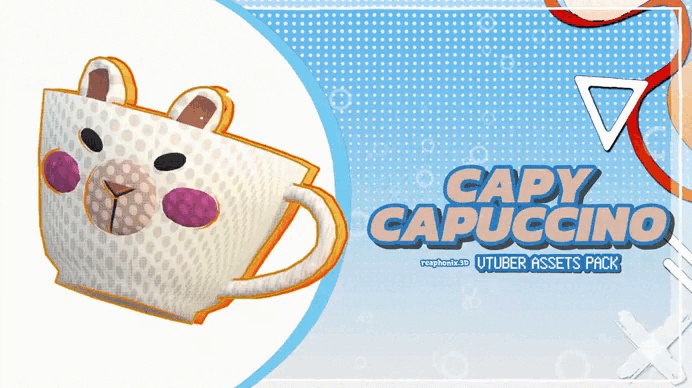 【Warudo】 カピバラのカフェVTuberアセットパック (Capybara Coffee Asset Pack)