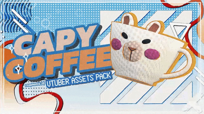 【Warudo】 カピバラのカフェVTuberアセットパック (Capybara Coffee Asset Pack)