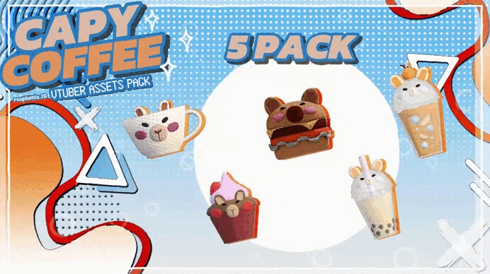 【Warudo】 カピバラのカフェVTuberアセットパック (Capybara Coffee Asset Pack)