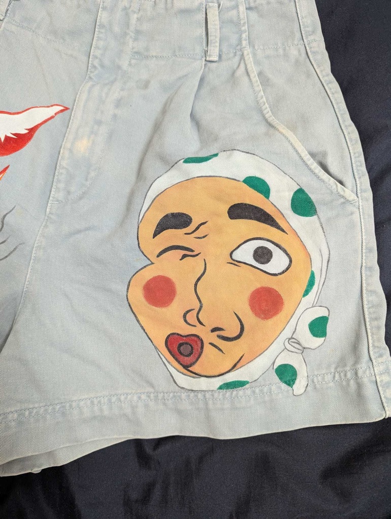 手描きヴィンテージパンツ・日本の民俗モチーフ