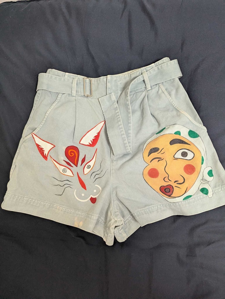 手描きヴィンテージパンツ・日本の民俗モチーフ