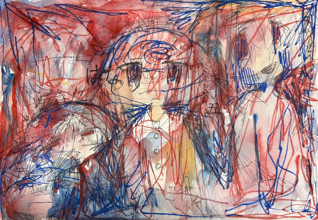 燃える踏切 原画