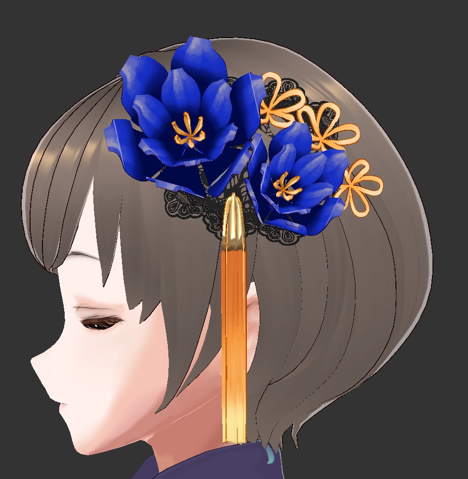 【VRoid用】房付き花飾り