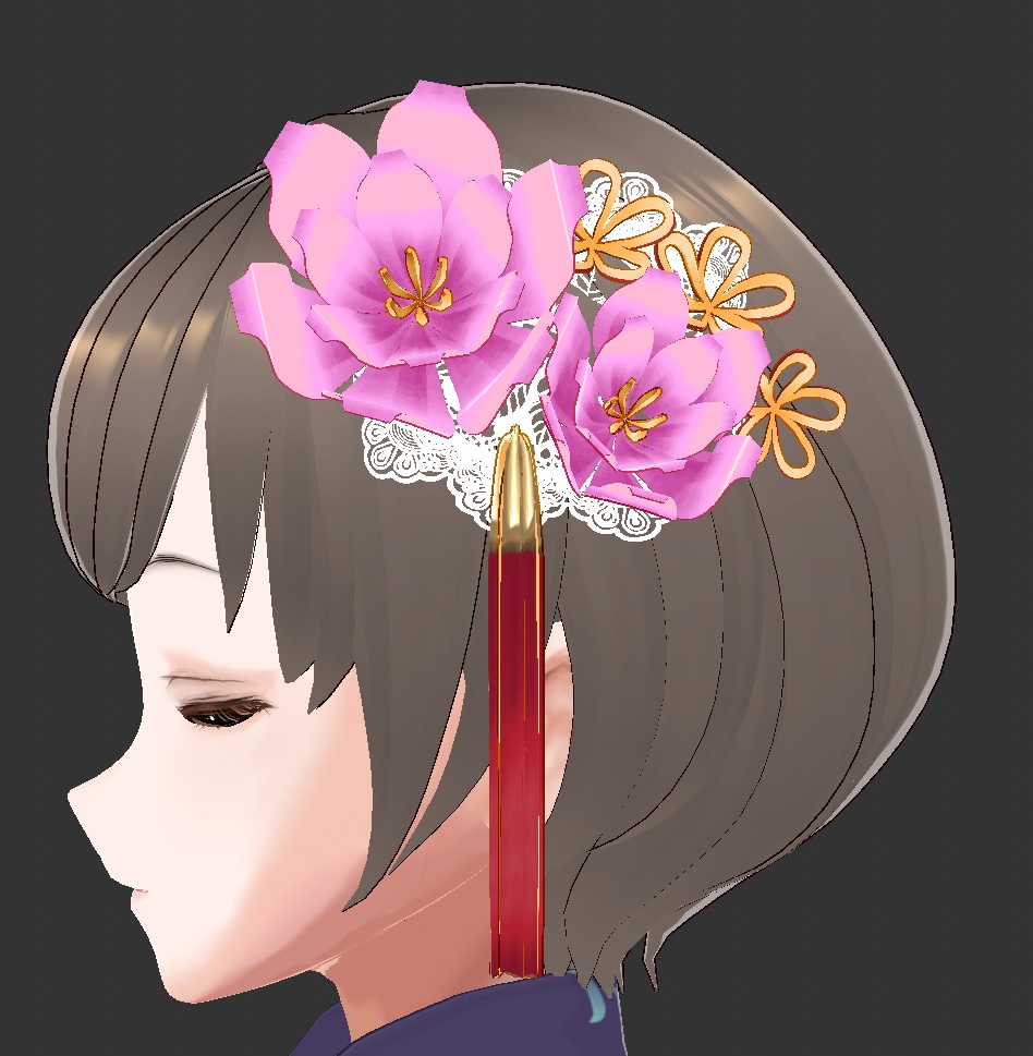 【VRoid用】房付き花飾り