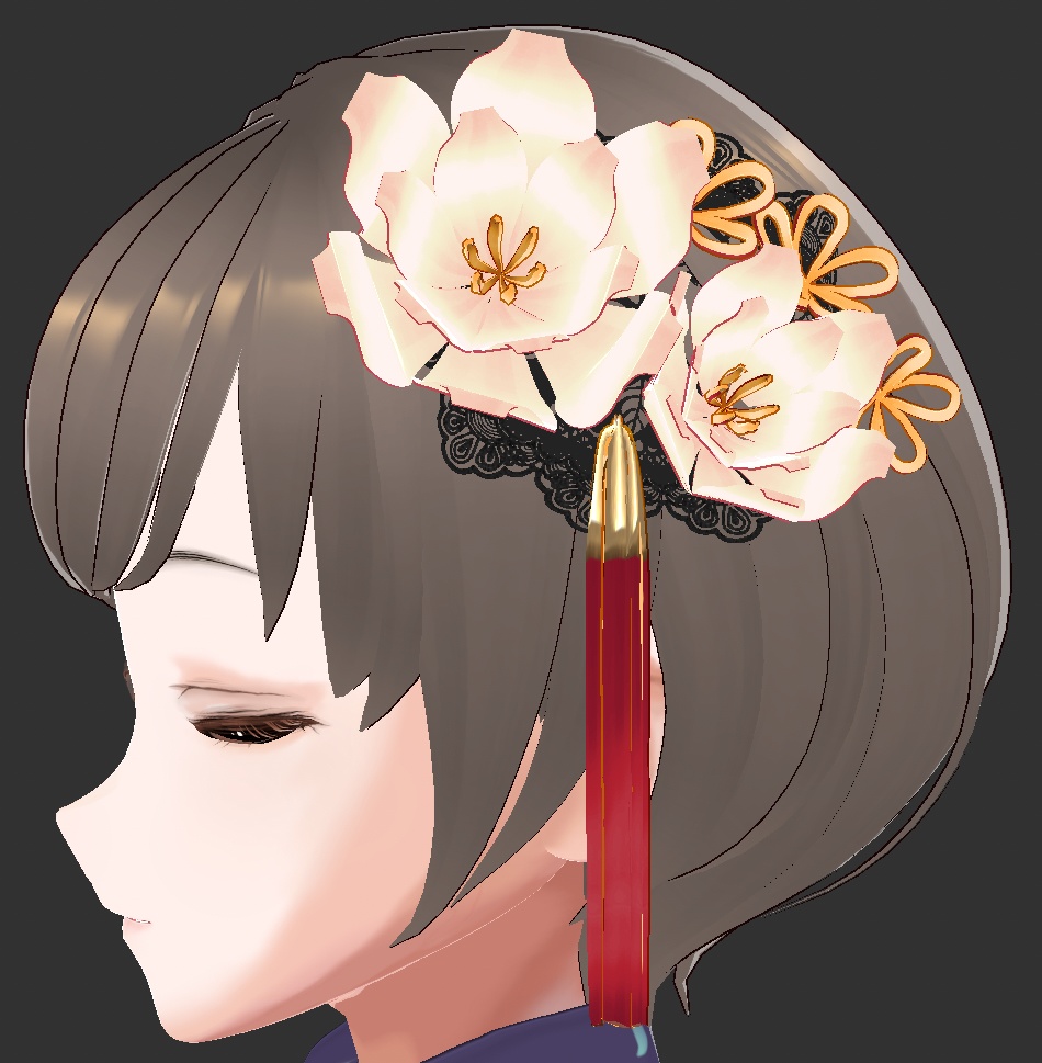 【VRoid用】房付き花飾り