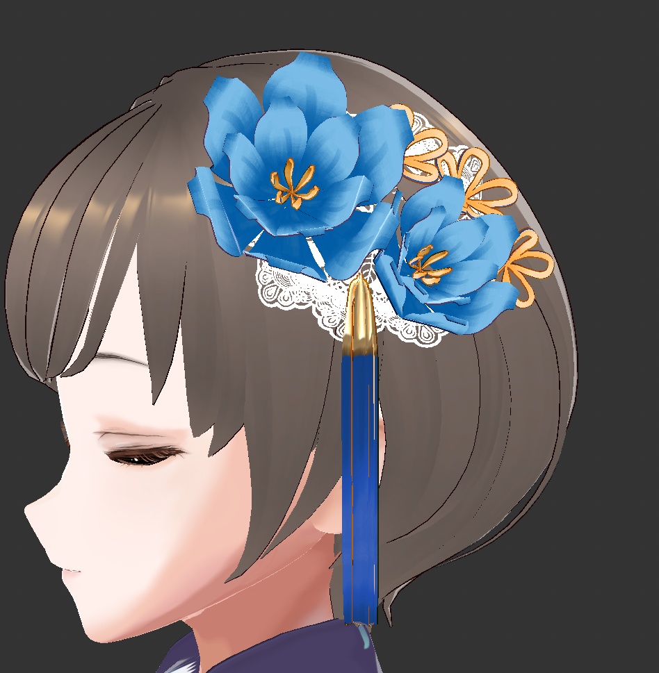 【VRoid用】房付き花飾り