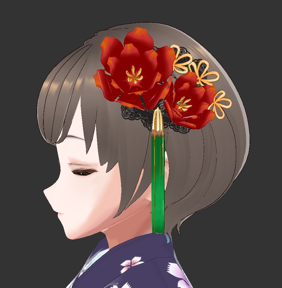 【VRoid用】房付き花飾り