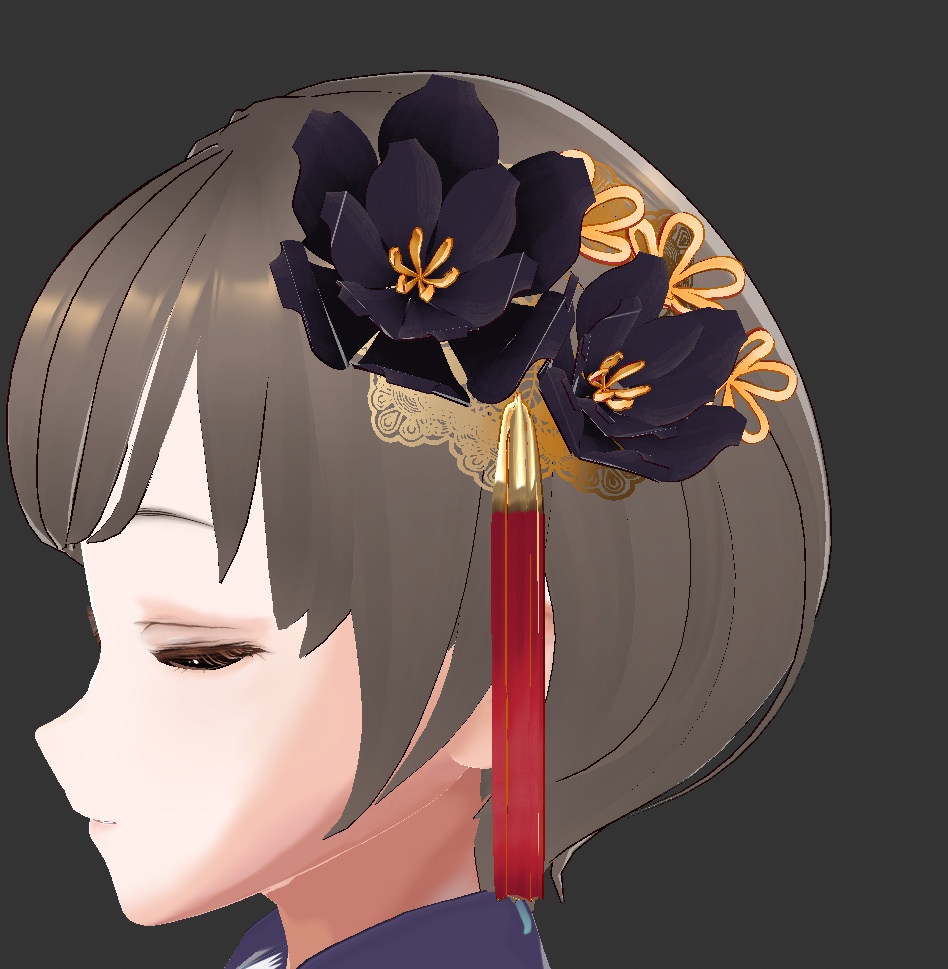 【VRoid用】房付き花飾り