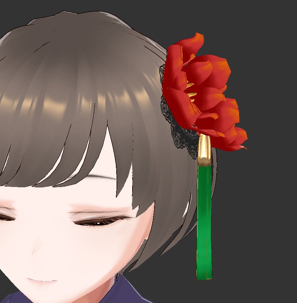 【VRoid用】房付き花飾り