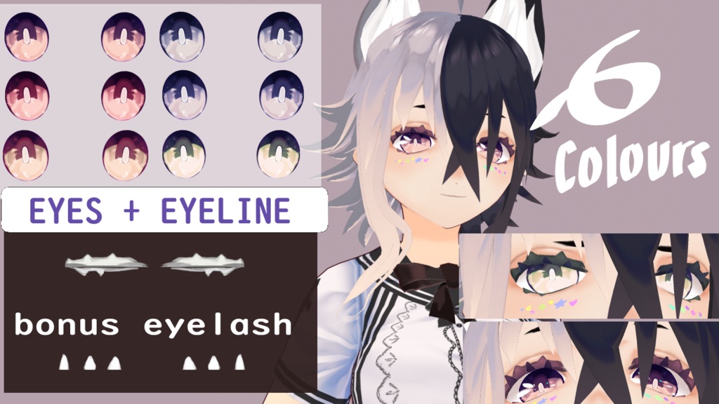 VRoid Eyes Texture Pack [Eyeline + Eyelash included] - yatsu - BOOTH