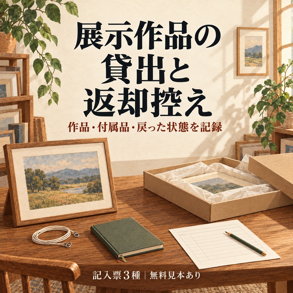 展示作品の貸出と返却控え|記入票3種・無料見本