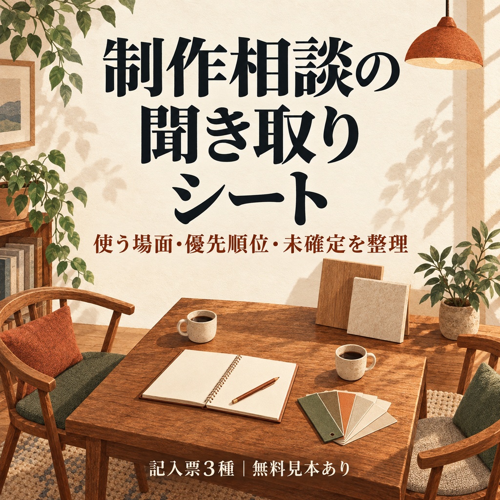 制作相談の聞き取りシート｜記入票3種・無料見本