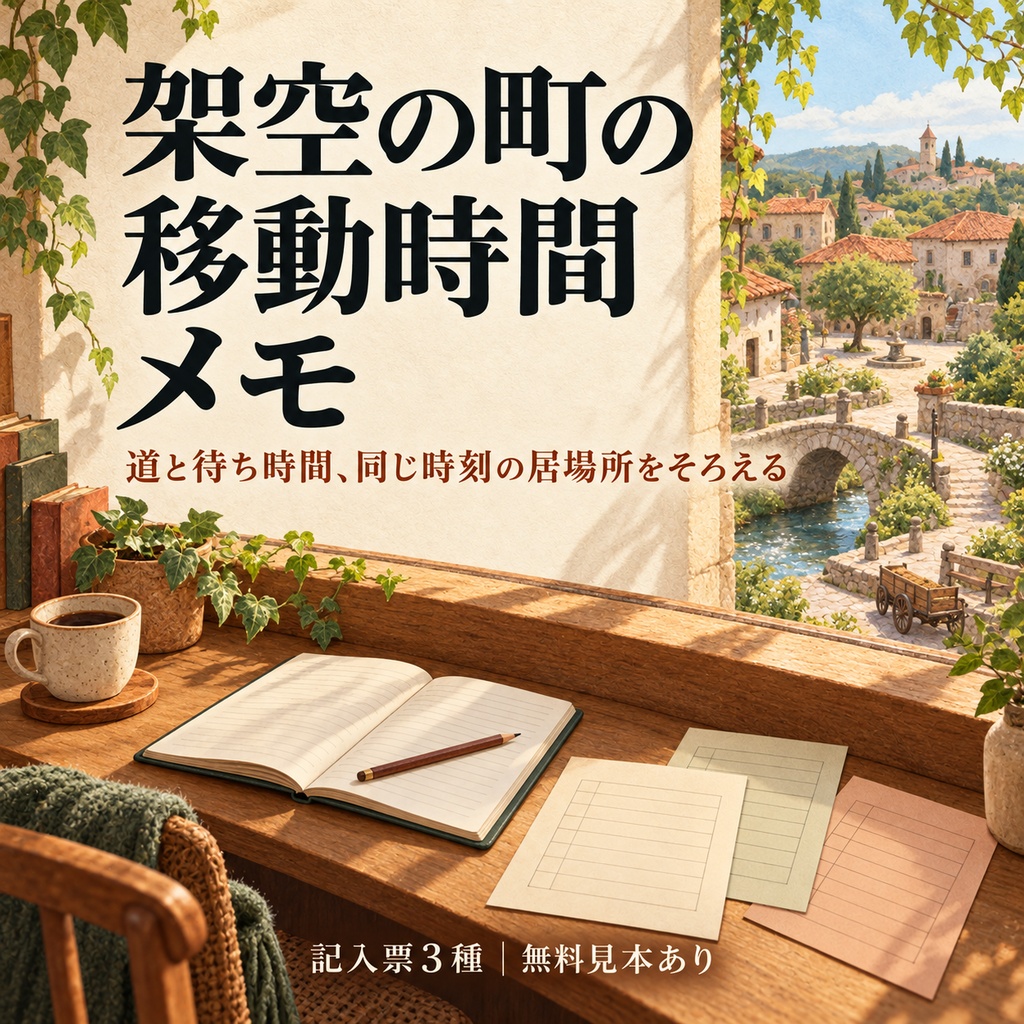 架空の町の移動時間メモ｜記入票3種・無料見本