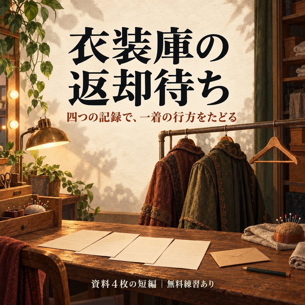 衣装庫の返却待ち｜資料4枚の短編・無料練習