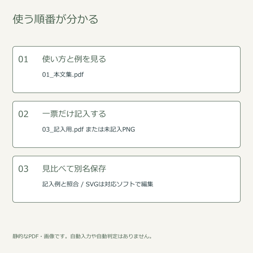 改稿で残すものを決める|記入票3種・無料見本
