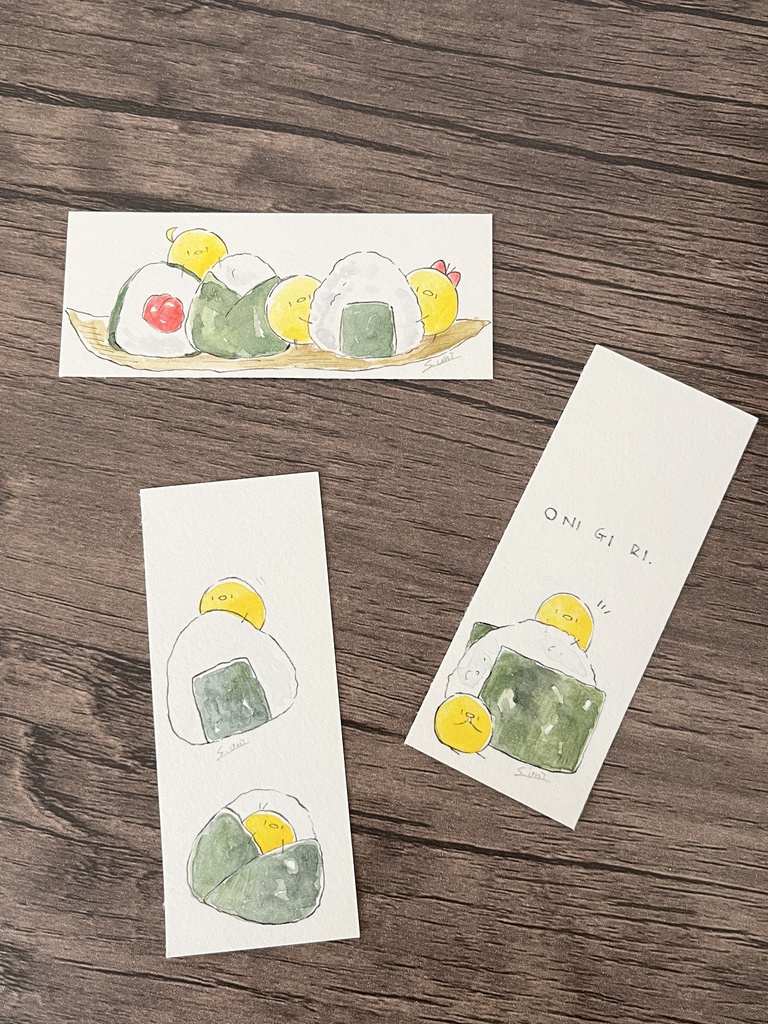 【原画】ひよことおにぎり【4×10㎝サイズ】