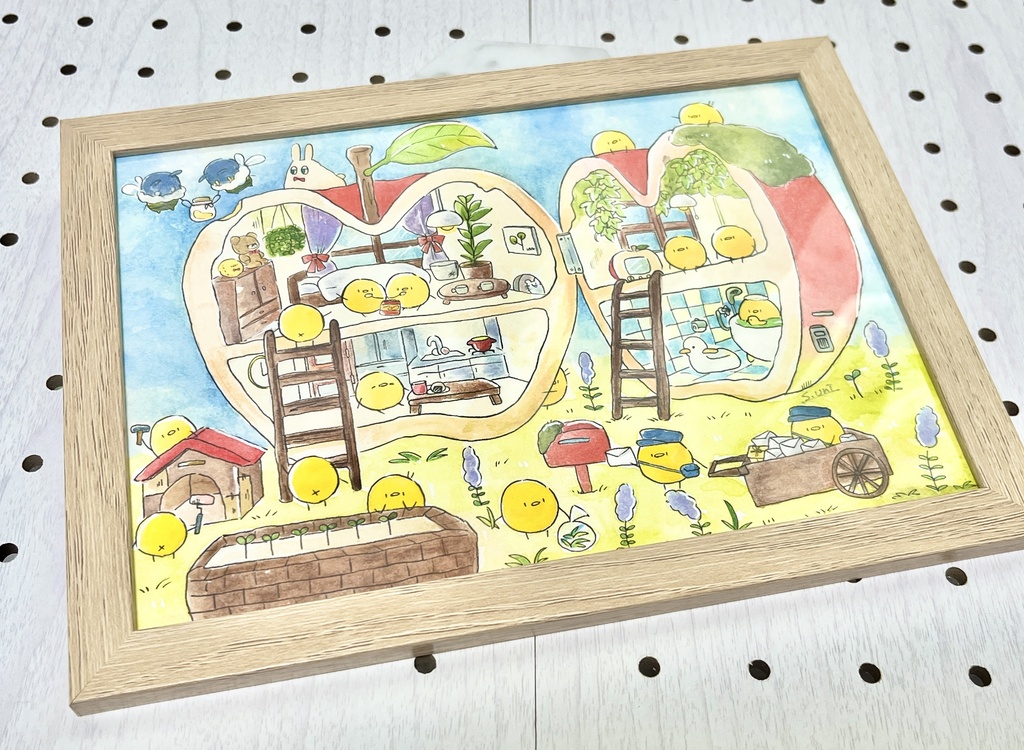 【額装原画】りんごのおうち
