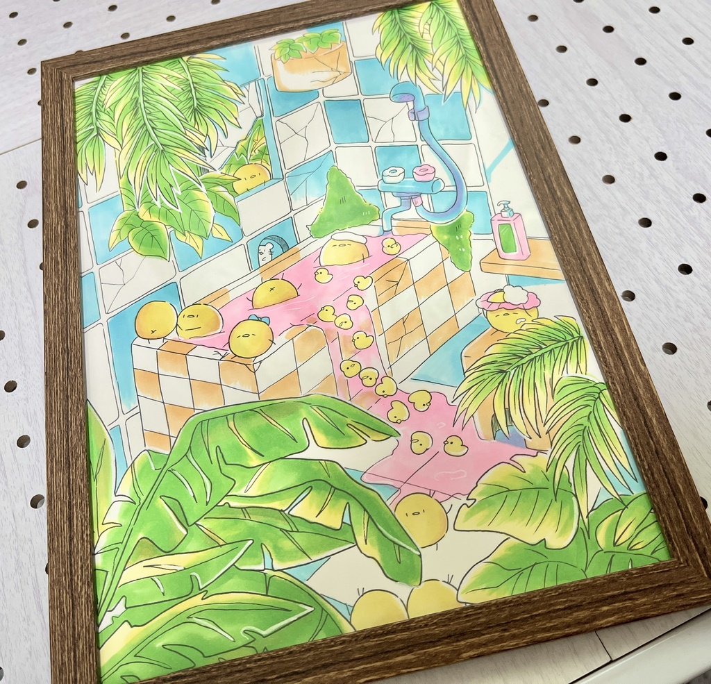 【額装原画】ひよこのバスタイム
