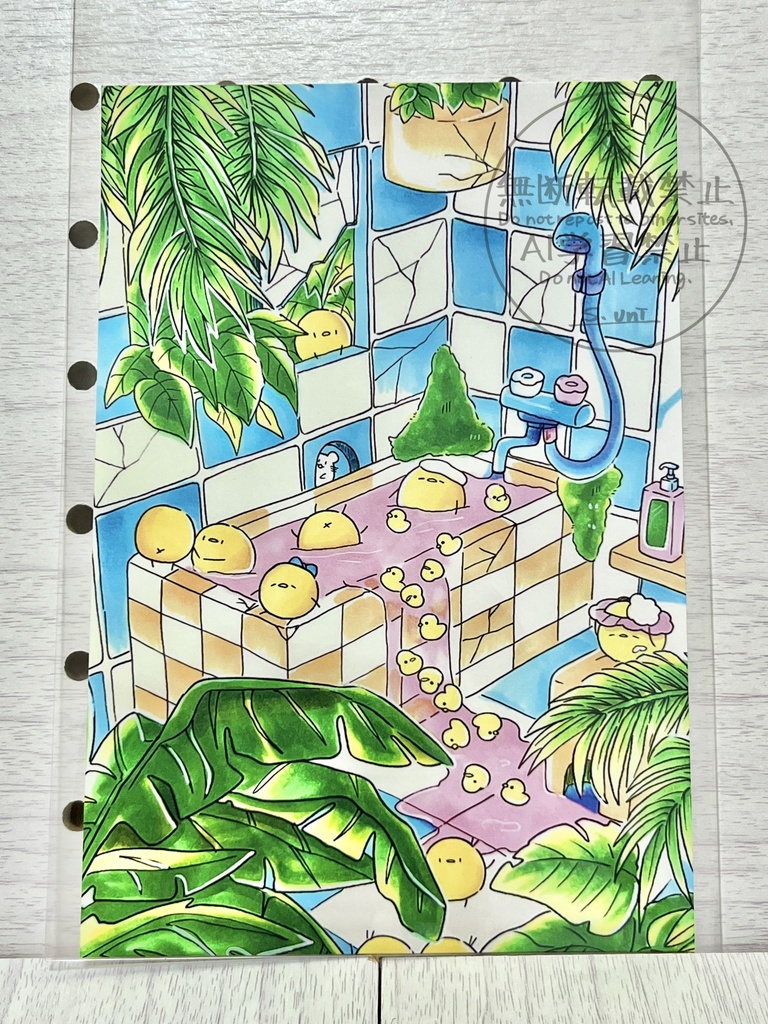 【ポストカード】ひよこのバスタイム