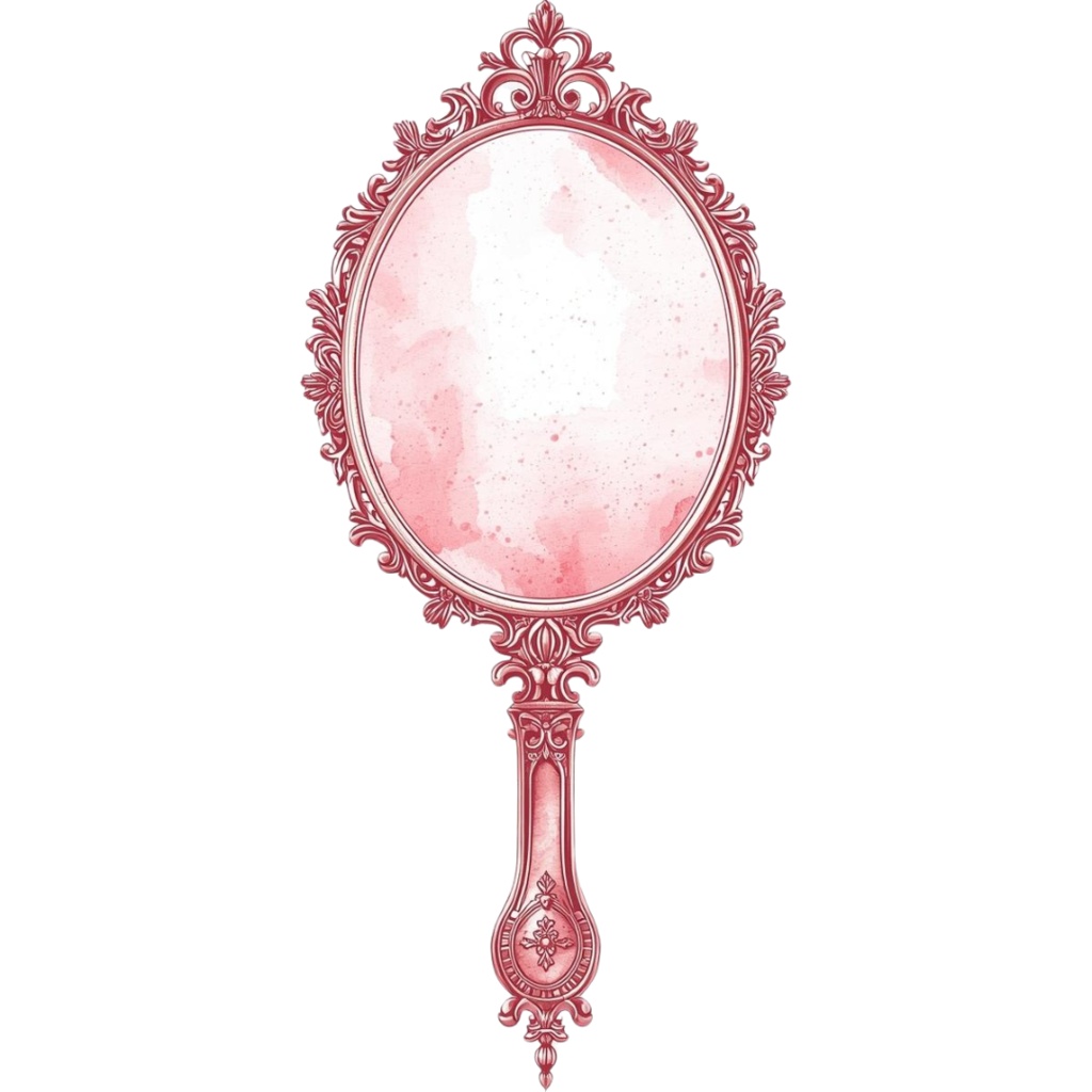 「ピンク系アンティーク雑貨・水彩画風クリップアートセット(全10点/PNG・背景透明)」