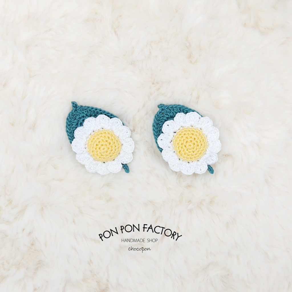 No.0010 ぬい用ヘアピン × ホワイトflower