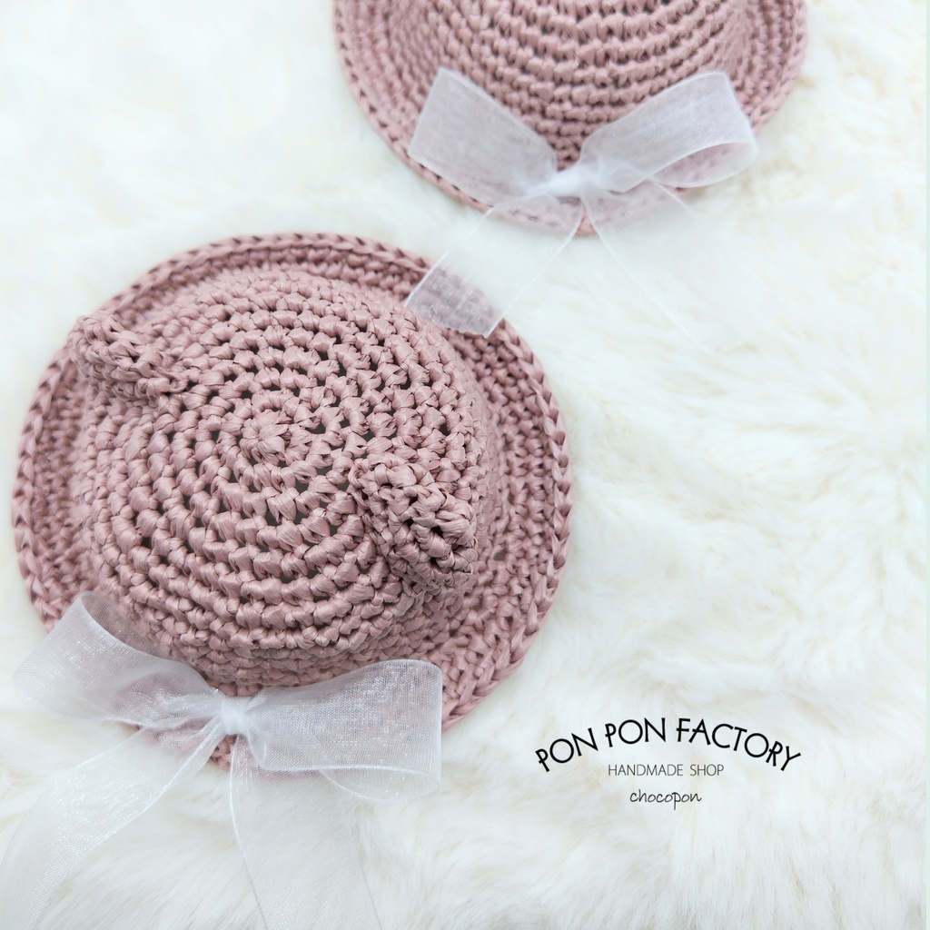 No.0013 10cmぬい 麦わら帽子(くま耳)